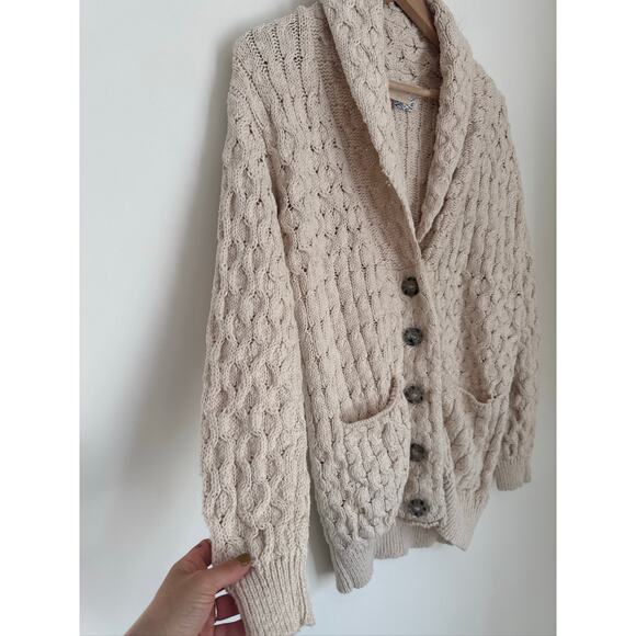 Anthropologie Pilcro Cable-Knit Oversized Slouchy Cardigan in Cream XXS - Picture 4 of 10